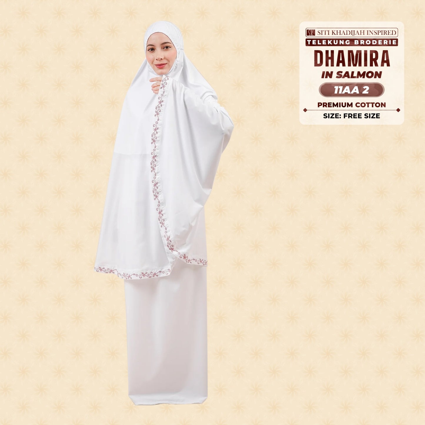Siti Khadijah Inspired Telekung Broderie Dhamira Collection - Free Woven Bag (11AA)