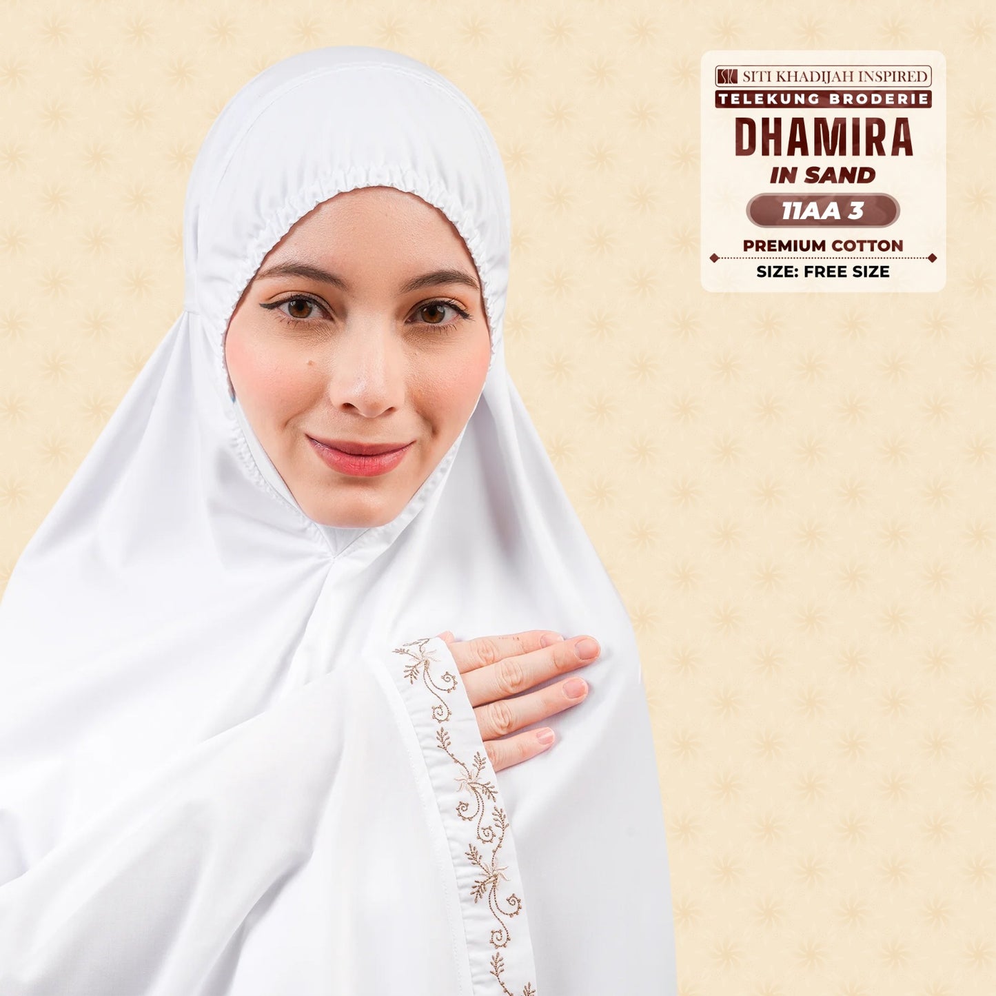 Siti Khadijah Inspired Telekung Broderie Dhamira Collection - Free Woven Bag (11AA)