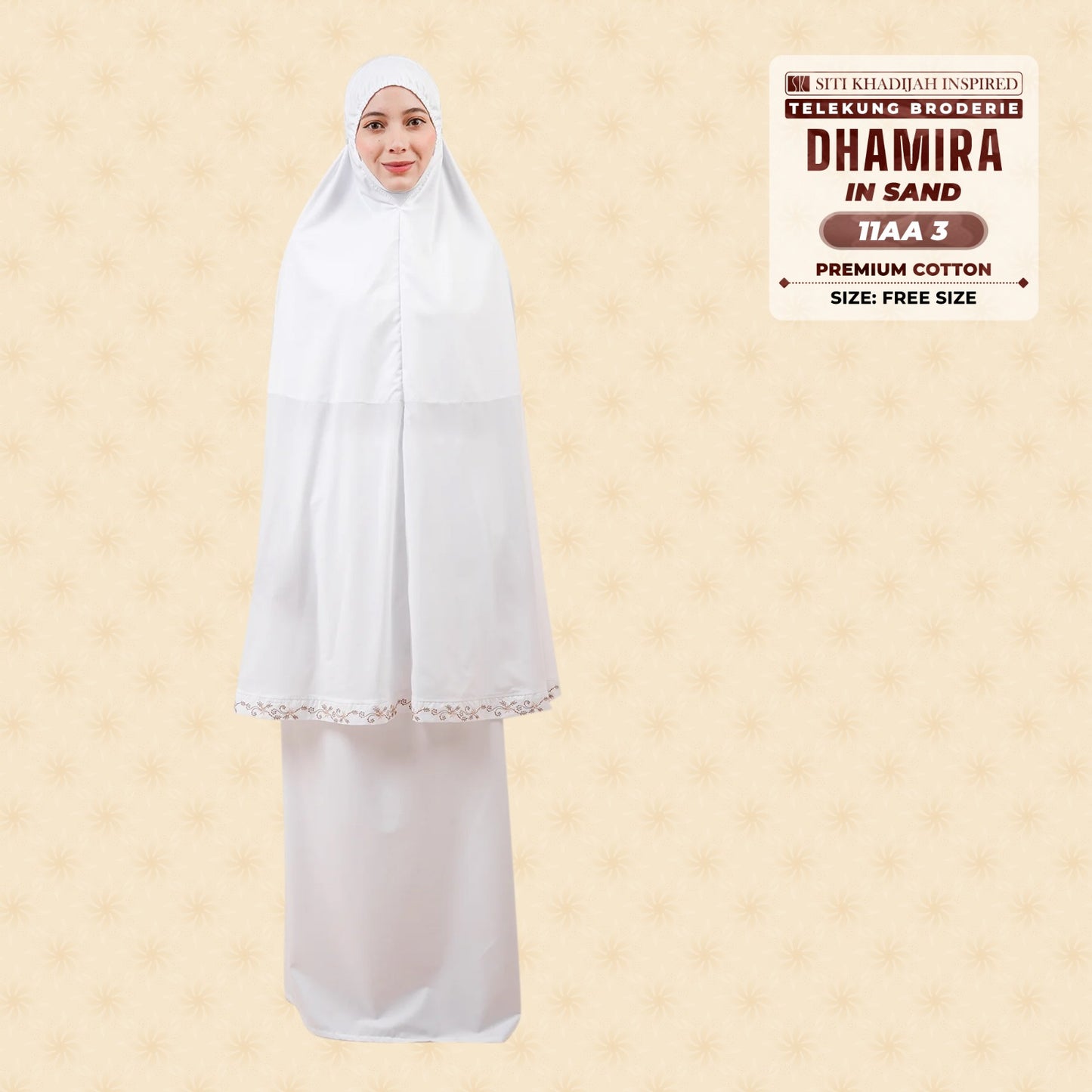 Siti Khadijah Inspired Telekung Broderie Dhamira Collection - Free Woven Bag (11AA)