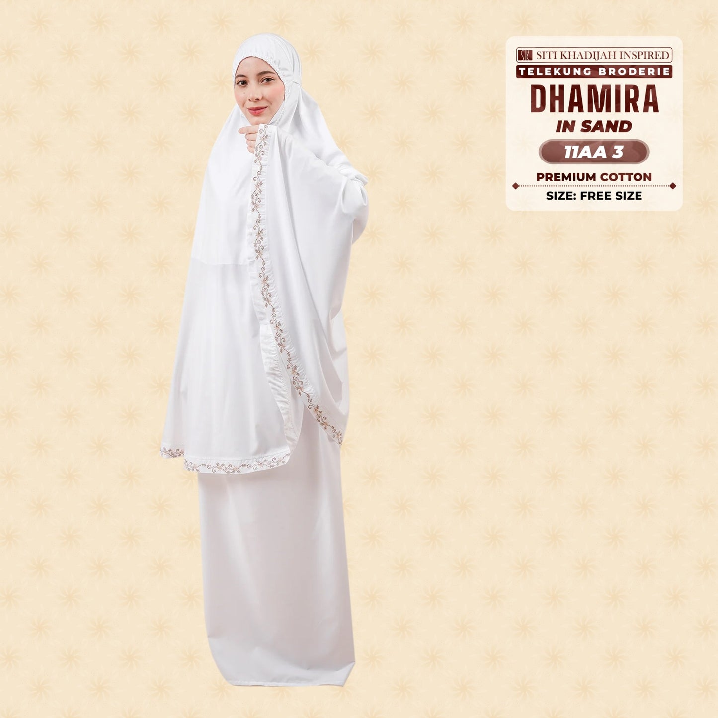 Siti Khadijah Inspired Telekung Broderie Dhamira Collection - Free Woven Bag (11AA)