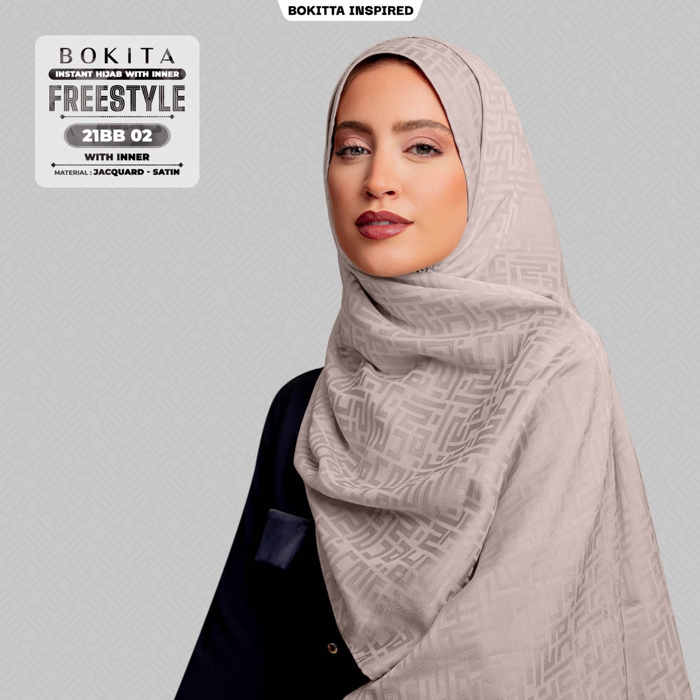 Bokitta Inspired Jacquard Satin Monogram FREESTYLE - Free Box (21BB)