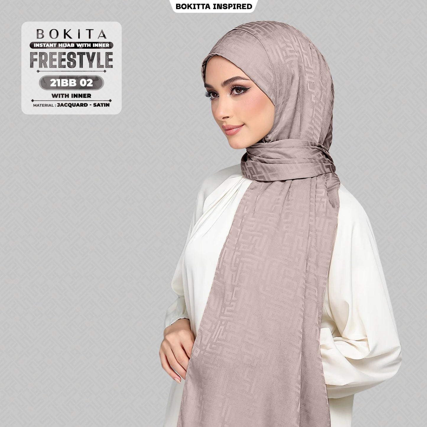 Bokitta Inspired Jacquard Satin Monogram FREESTYLE - Free Box (21BB)