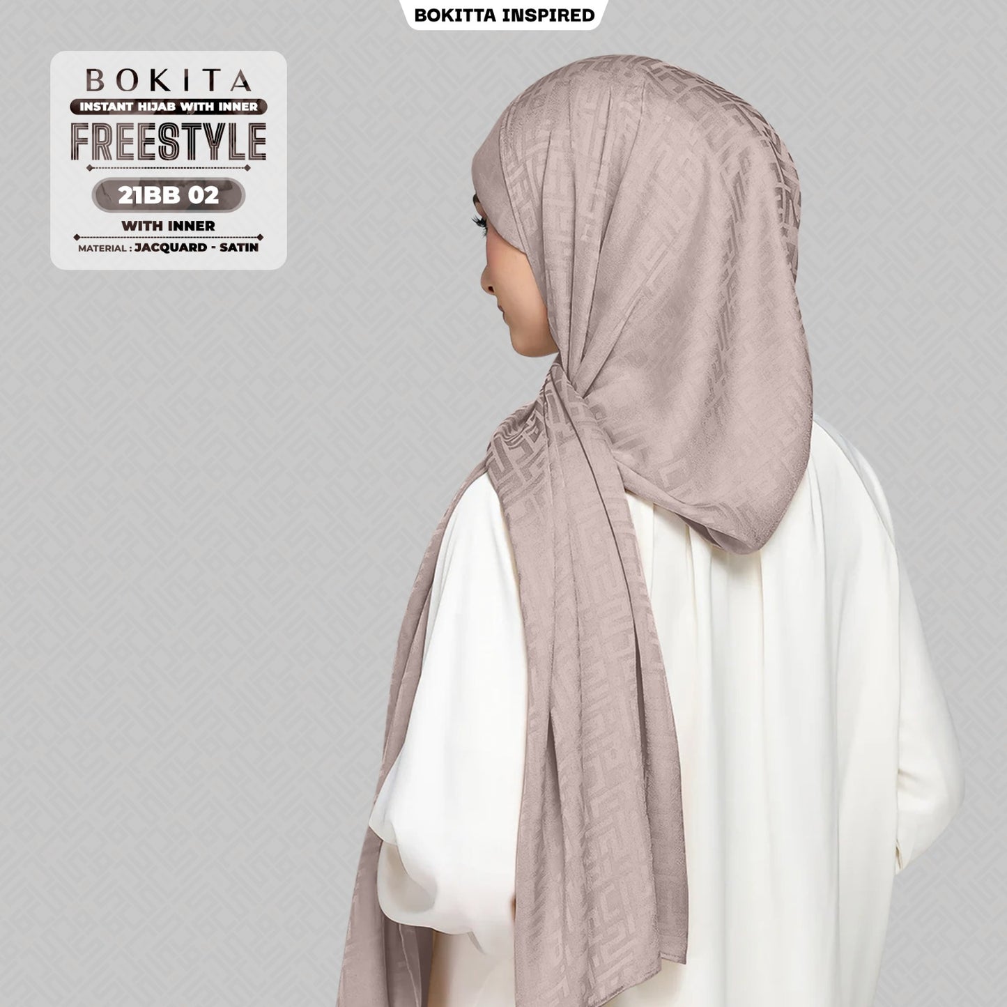 Bokitta Inspired Jacquard Satin Monogram FREESTYLE - Free Box (21BB)