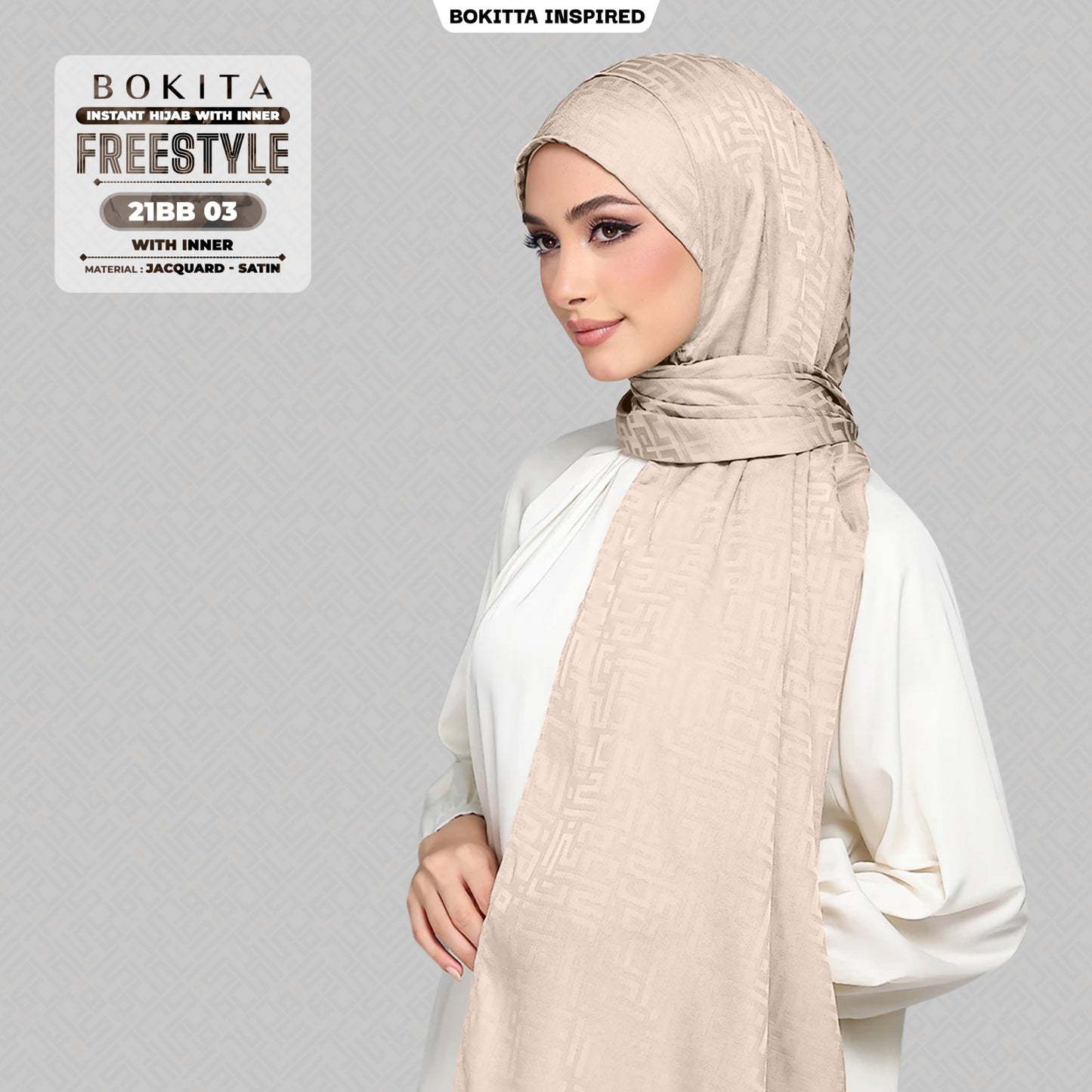 Bokitta Inspired Jacquard Satin Monogram FREESTYLE - Free Box (21BB)
