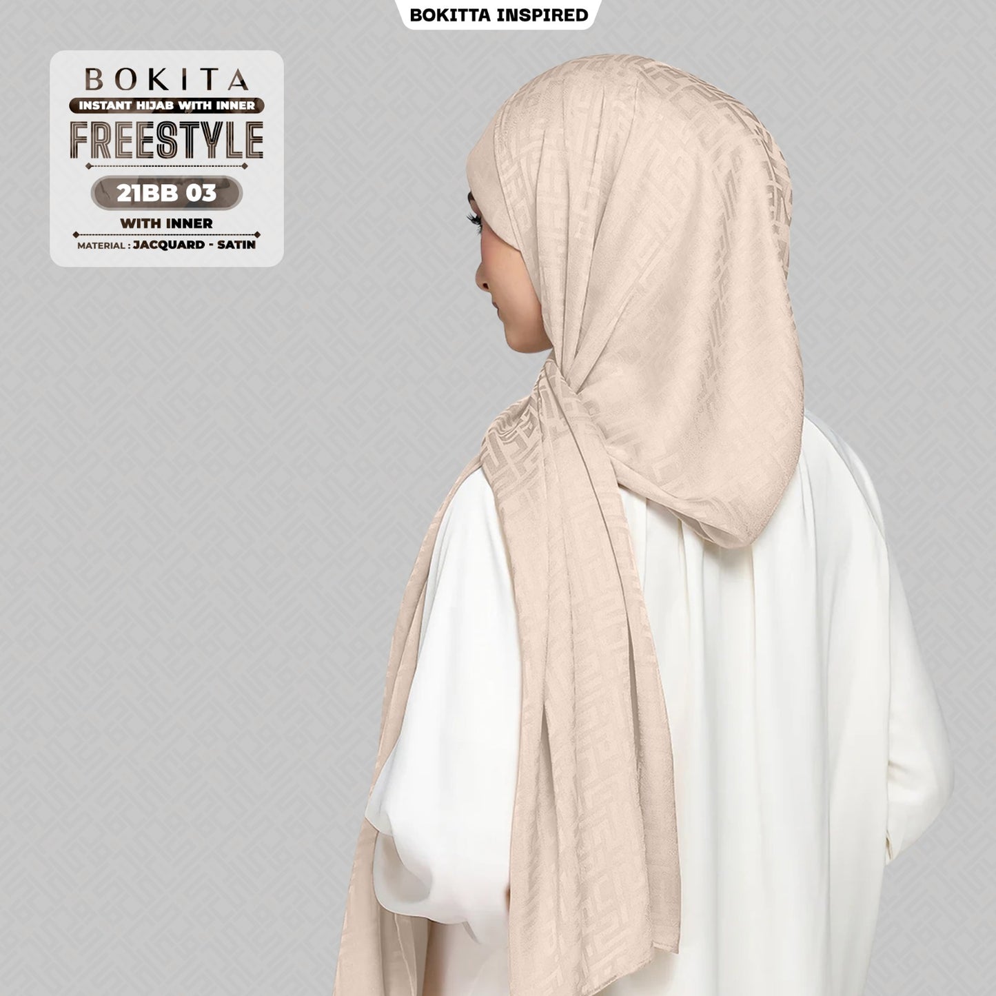 Bokitta Inspired Jacquard Satin Monogram FREESTYLE - Free Box (21BB)