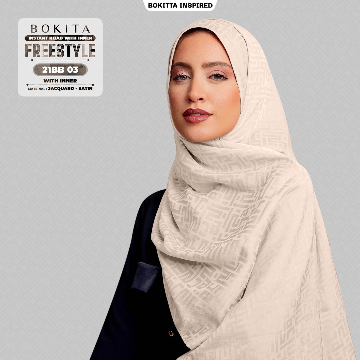 Bokitta Inspired Jacquard Satin Monogram FREESTYLE - Free Box (21BB)