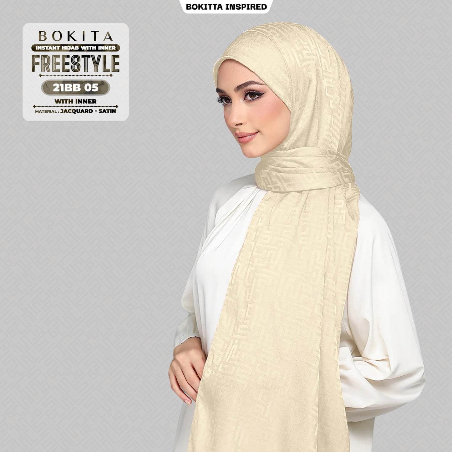 Bokitta Inspired Jacquard Satin Monogram FREESTYLE - Free Box (21BB)