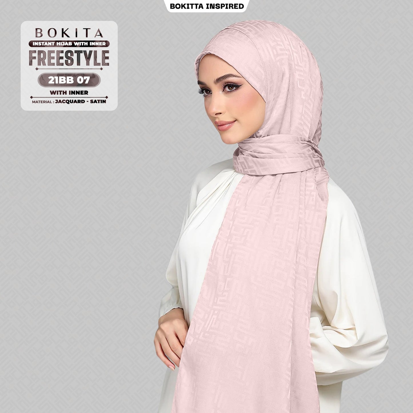 Bokitta Inspired Jacquard Satin Monogram FREESTYLE - Free Box (21BB)