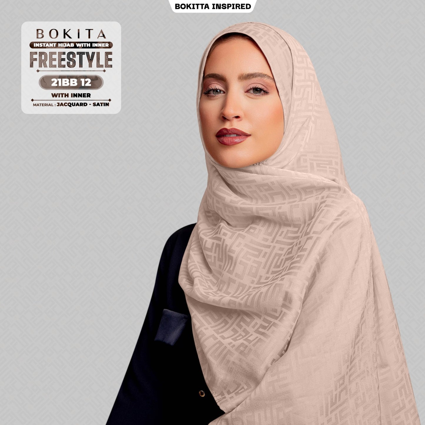 Bokitta Inspired Jacquard Satin Monogram FREESTYLE - Free Box (21BB)