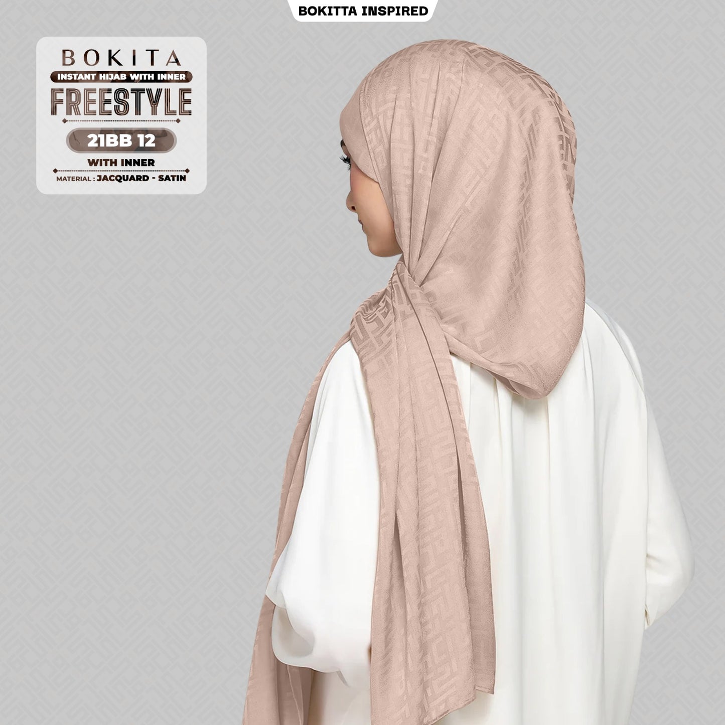 Bokitta Inspired Jacquard Satin Monogram FREESTYLE - Free Box (21BB)