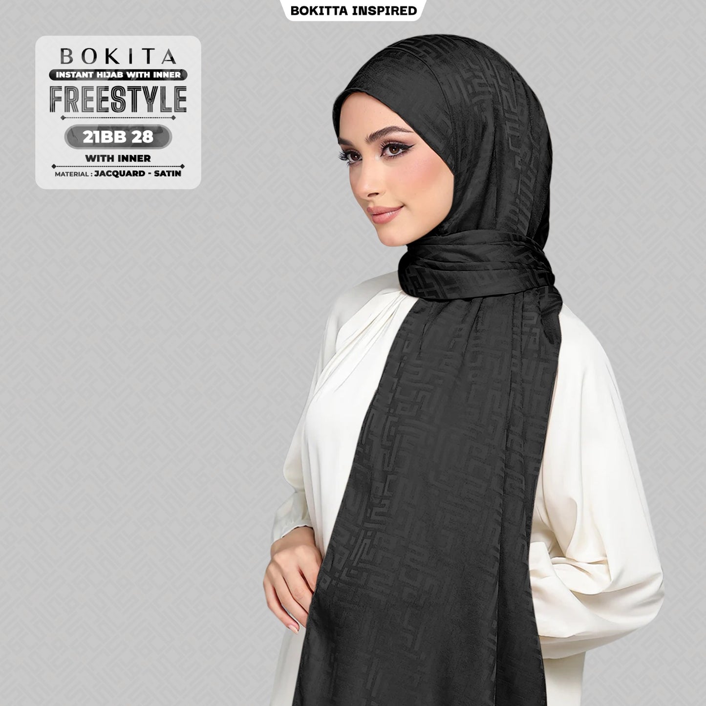 Bokitta Inspired Jacquard Satin Monogram FREESTYLE - Free Box (21BB)