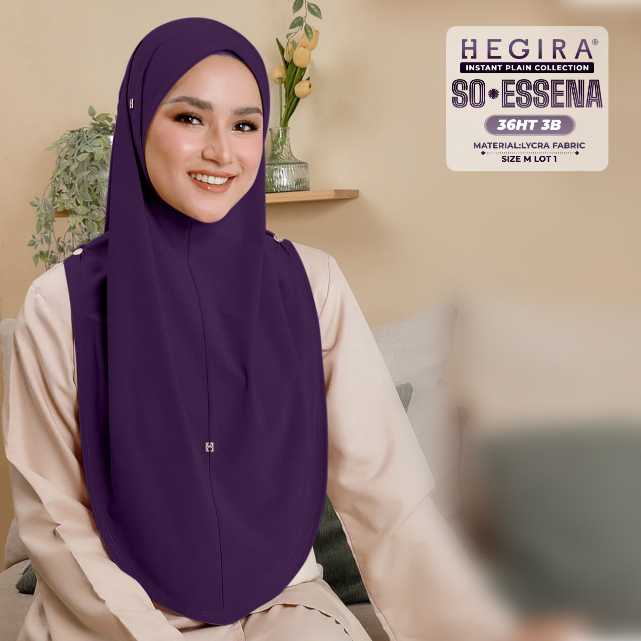Hegira Hijab Inspired SO-Essena Instant Plain Collection (36HT)