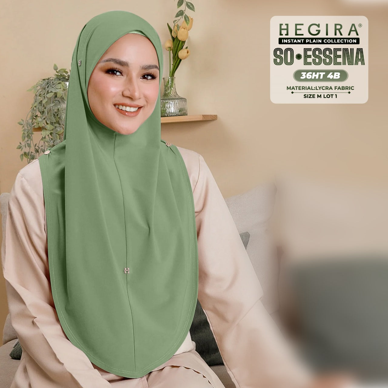 Hegira Hijab Inspired SO-Essena Instant Plain Collection (36HT)