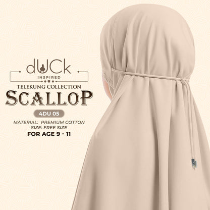 dUCk Scallop (Kid) Telekung Collection (age 9 to 11) Free Woven Bag