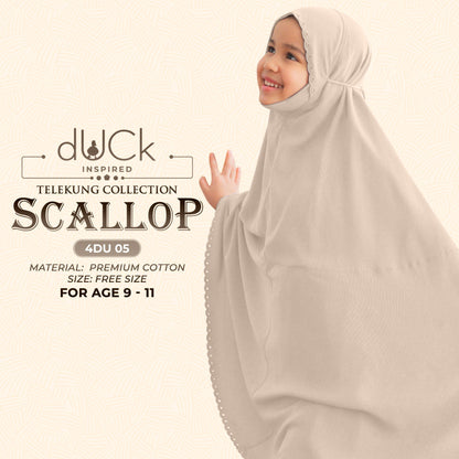 dUCk Scallop (Kid) Telekung Collection (age 9 to 11) Free Woven Bag