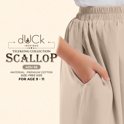 dUCk Scallop (Kid) Telekung Collection (age 9 to 11) Free Woven Bag