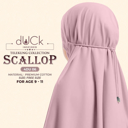 dUCk Scallop (Kid) Telekung Collection (age 9 to 11) Free Woven Bag