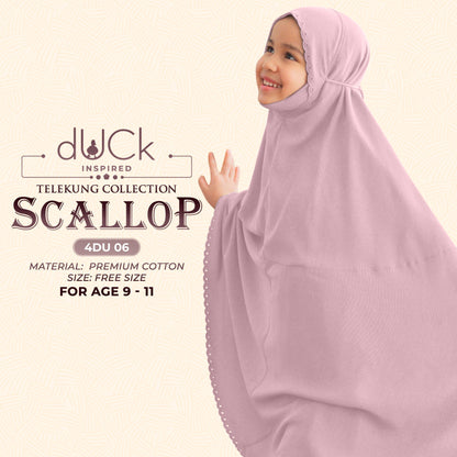 dUCk Scallop (Kid) Telekung Collection (age 9 to 11) Free Woven Bag