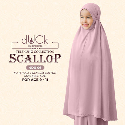 dUCk Scallop (Kid) Telekung Collection (age 9 to 11) Free Woven Bag