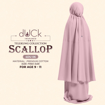 dUCk Scallop (Kid) Telekung Collection (age 9 to 11) Free Woven Bag