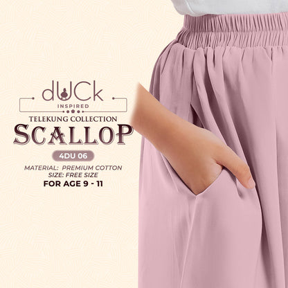 dUCk Scallop (Kid) Telekung Collection (age 9 to 11) Free Woven Bag