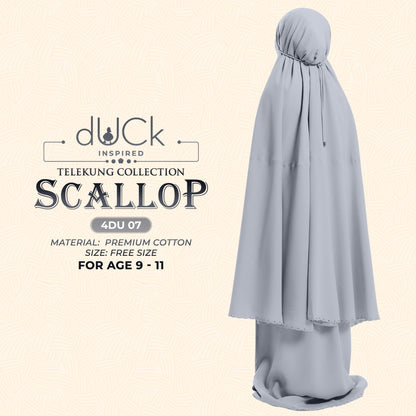 dUCk Scallop (Kid) Telekung Collection (age 9 to 11) Free Woven Bag