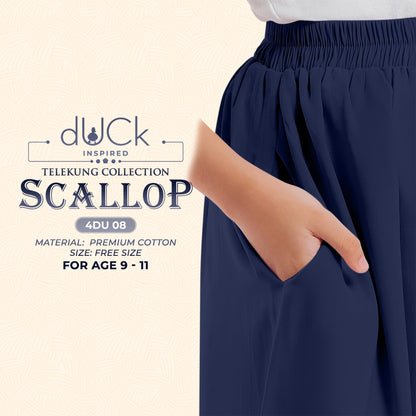 dUCk Scallop (Kid) Telekung Collection (age 9 to 11) Free Woven Bag