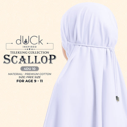 dUCk Scallop (Kid) Telekung Collection (age 9 to 11) Free Woven Bag