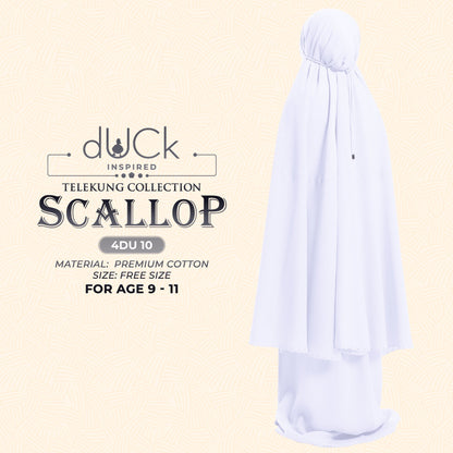 dUCk Scallop (Kid) Telekung Collection (age 9 to 11) Free Woven Bag