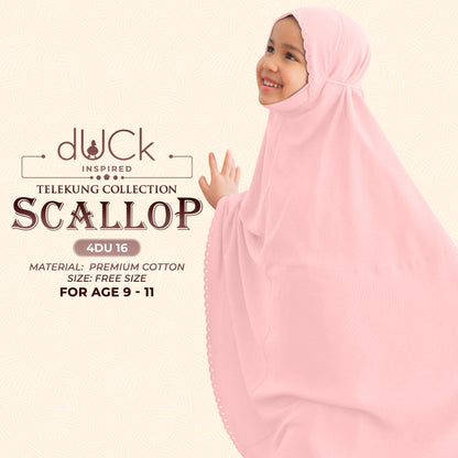 dUCk Scallop (Kid) Telekung Collection (age 9 to 11) Free Woven Bag