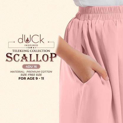 dUCk Scallop (Kid) Telekung Collection (age 9 to 11) Free Woven Bag