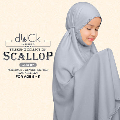 dUCk Scallop (Kid) Telekung Collection (age 9 to 11) Free Woven Bag