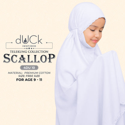 dUCk Scallop (Kid) Telekung Collection (age 9 to 11) Free Woven Bag