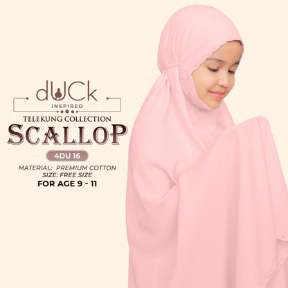 dUCk Scallop (Kid) Telekung Collection (age 9 to 11) Free Woven Bag