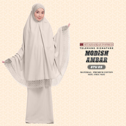 Telekung Siti Khadijah Inspired Modish Ambar Collection - Free Woven Bag