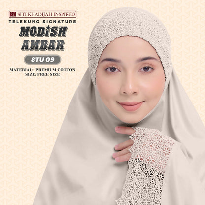 Telekung Siti Khadijah Inspired Modish Ambar Collection - Free Woven Bag