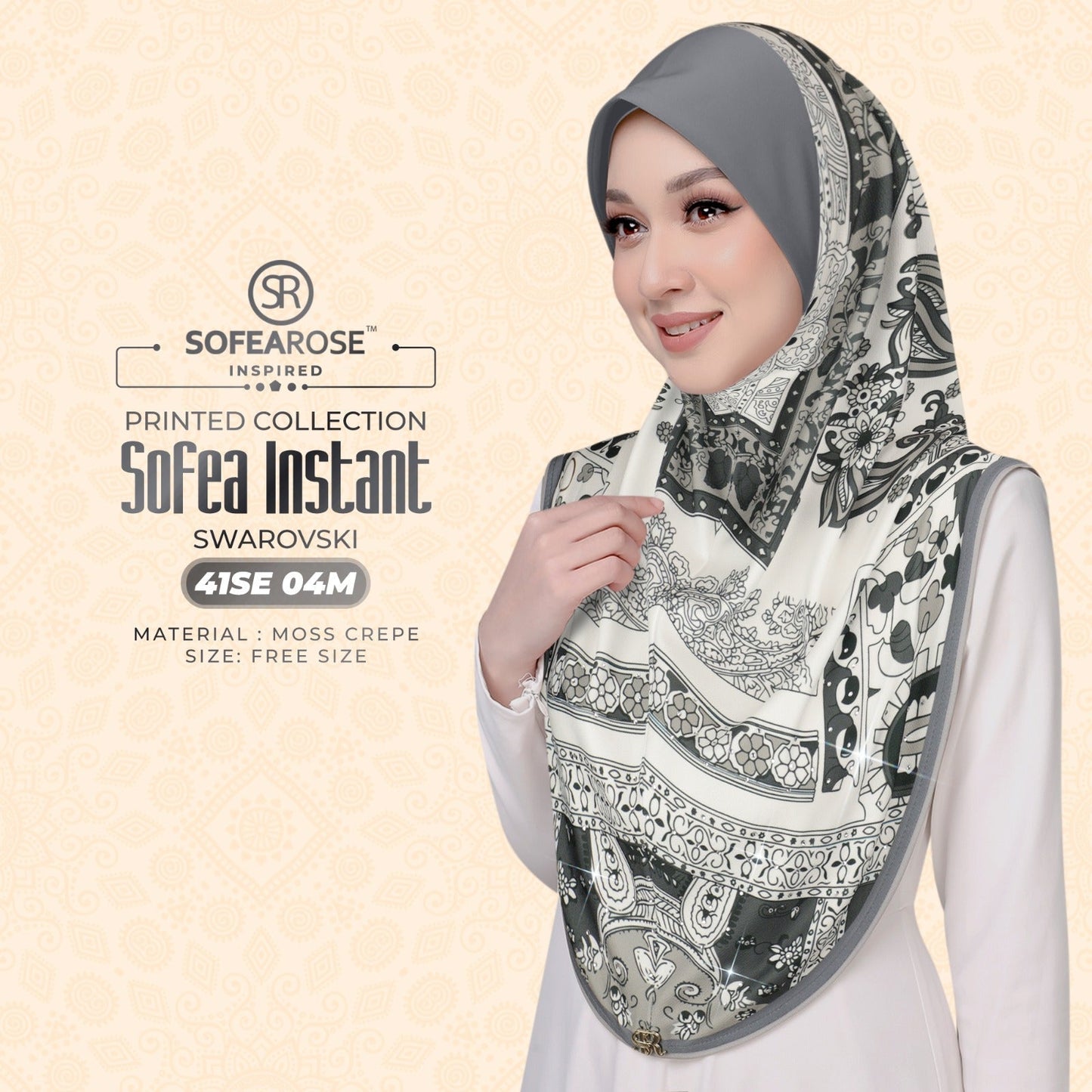 Sofearose Inspired Printed Instant Sarung Swarovski Collection