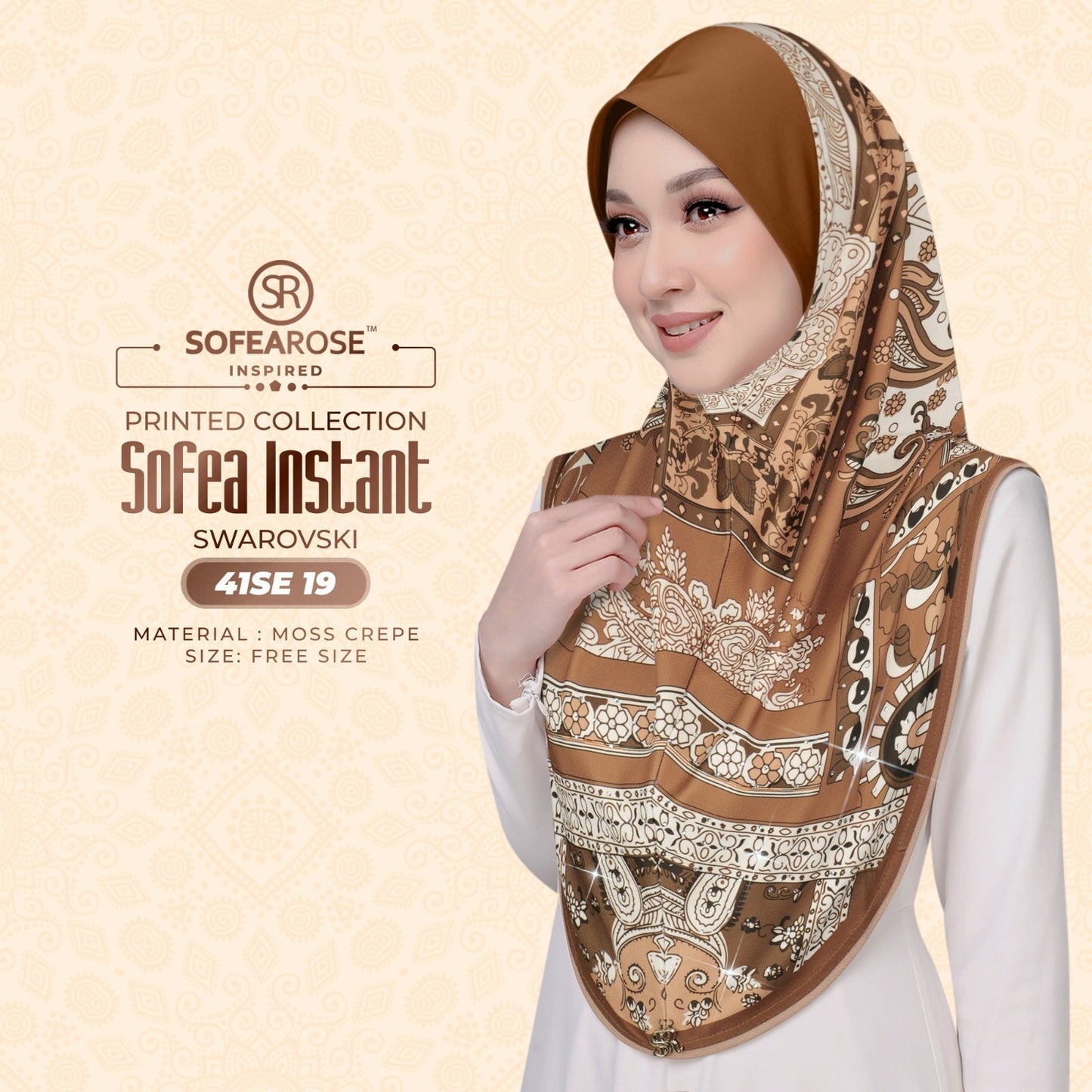 Sofearose Inspired Printed Instant Sarung Swarovski Collection