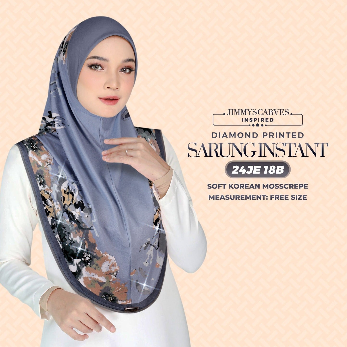 Jimmy Scarves Inspired Instant Sarung Diamond Printed