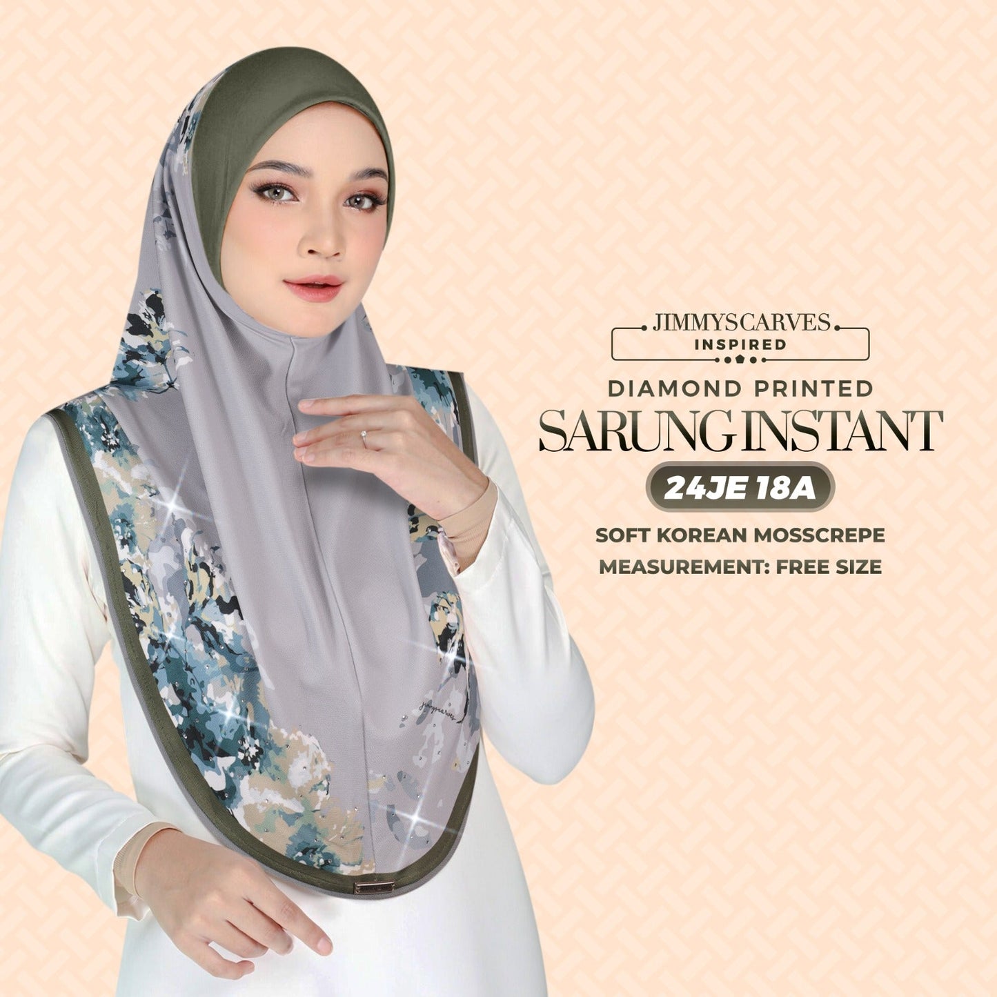 Jimmy Scarves Inspired Instant Sarung Diamond Printed