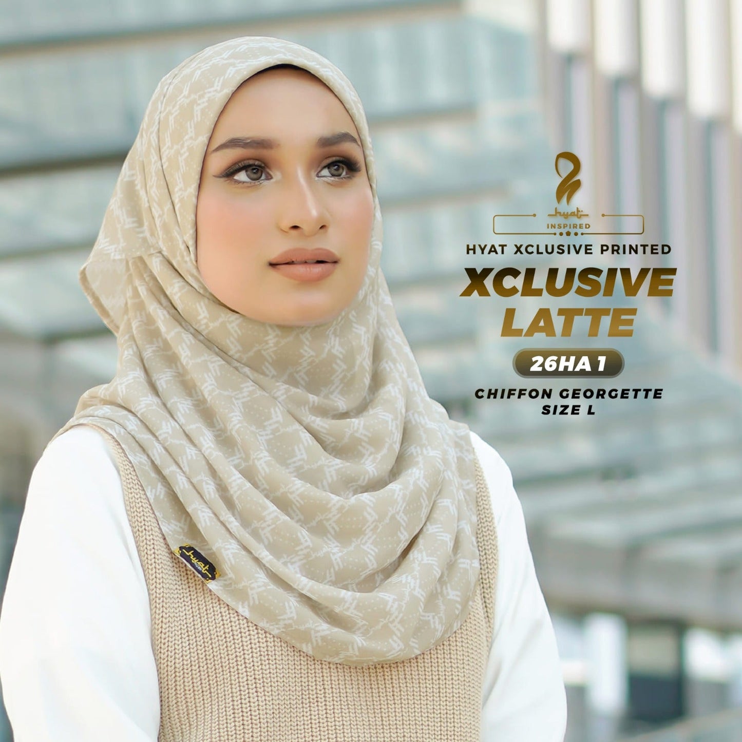 Hyat Hijab Inspired Monogram Cocoa Printed Collection With Box