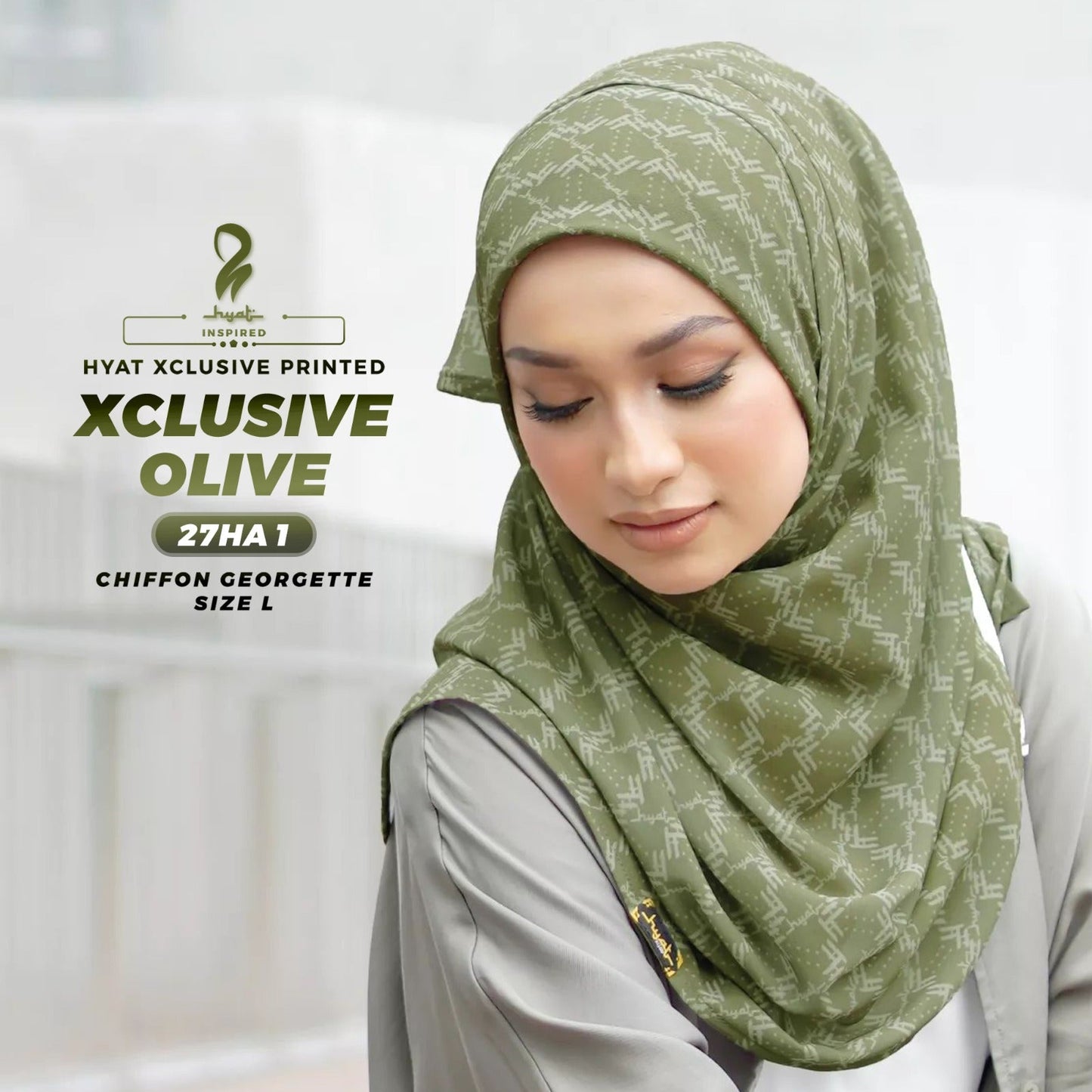 Hyat Hijab Inspired Monogram Olive Printed Collection
