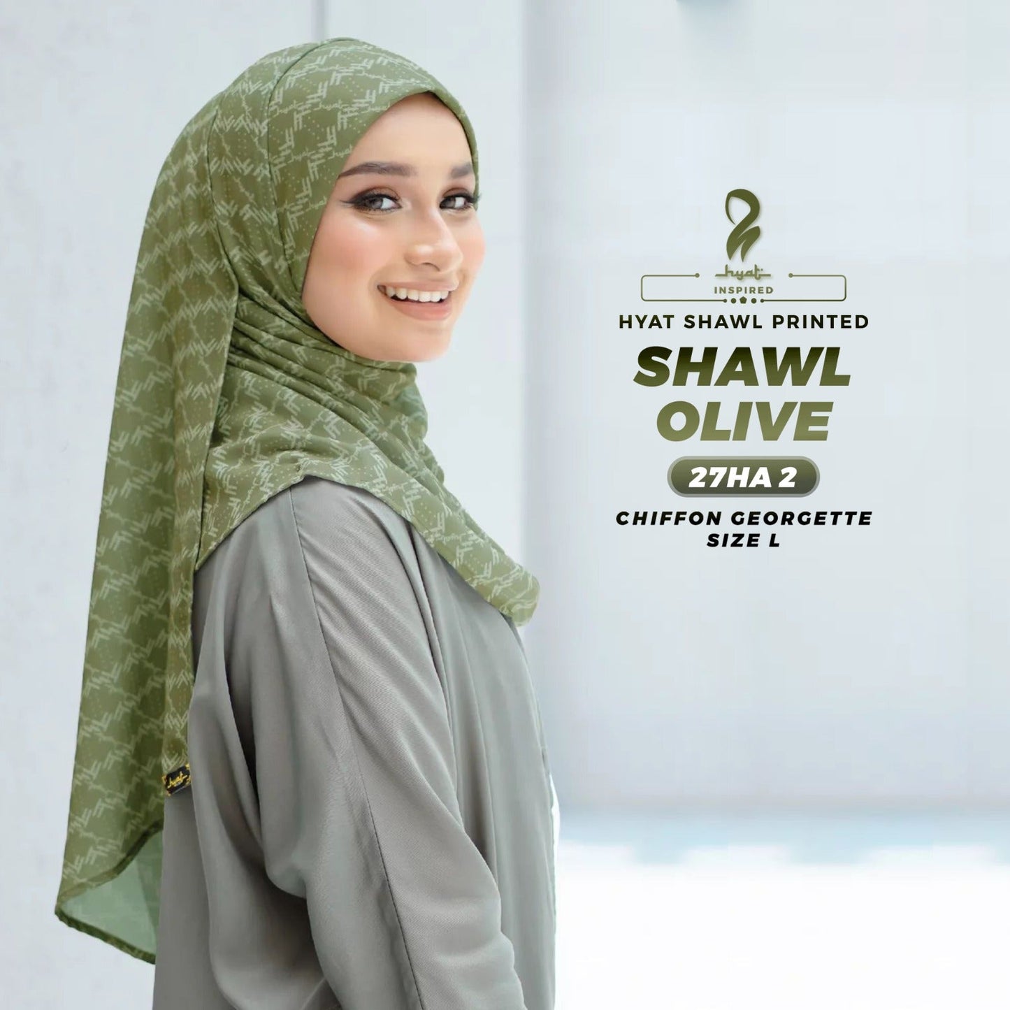 Hyat Hijab Inspired Monogram Olive Printed Collection