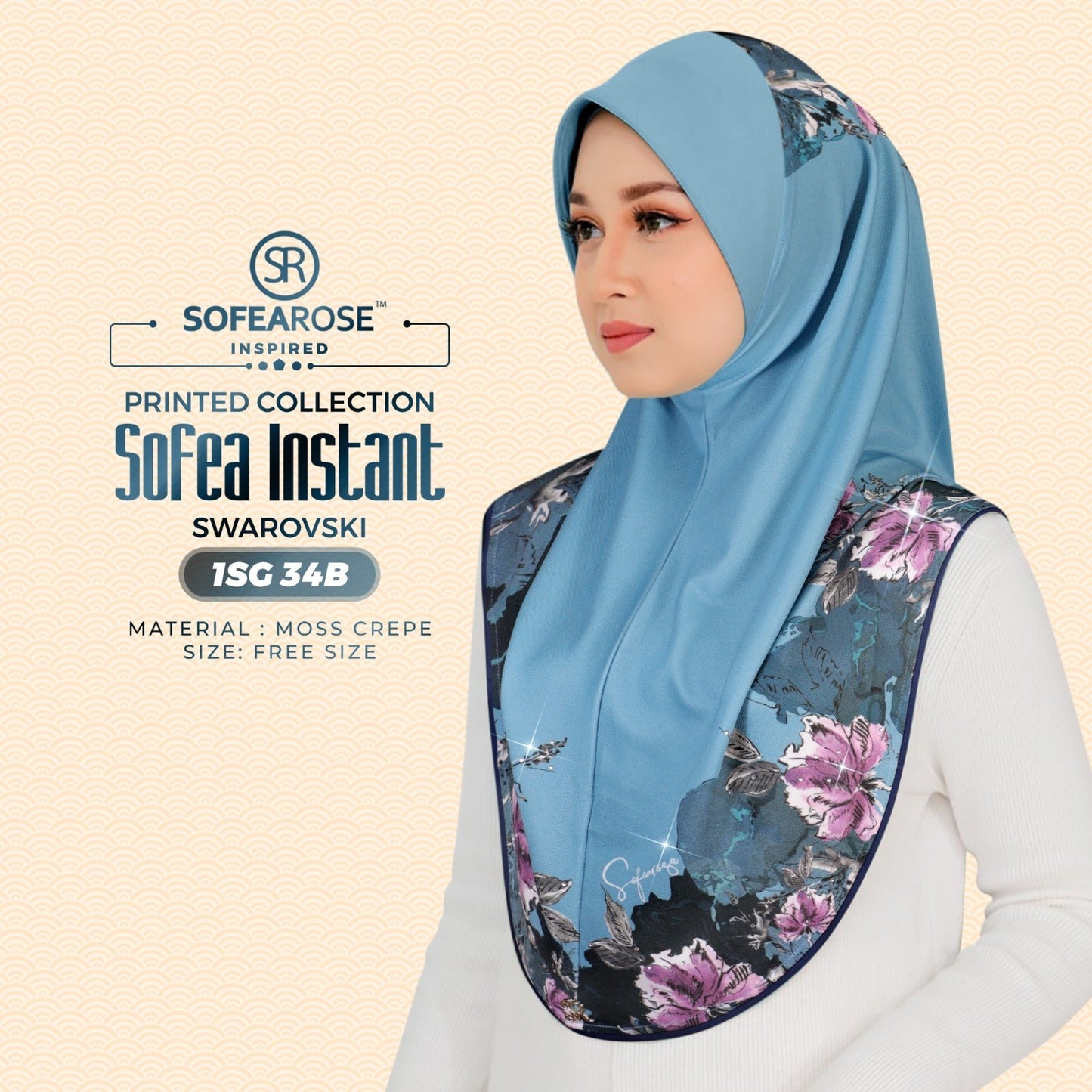 Sofearose Inspired Printed Instant Sarung Swarovski Collection