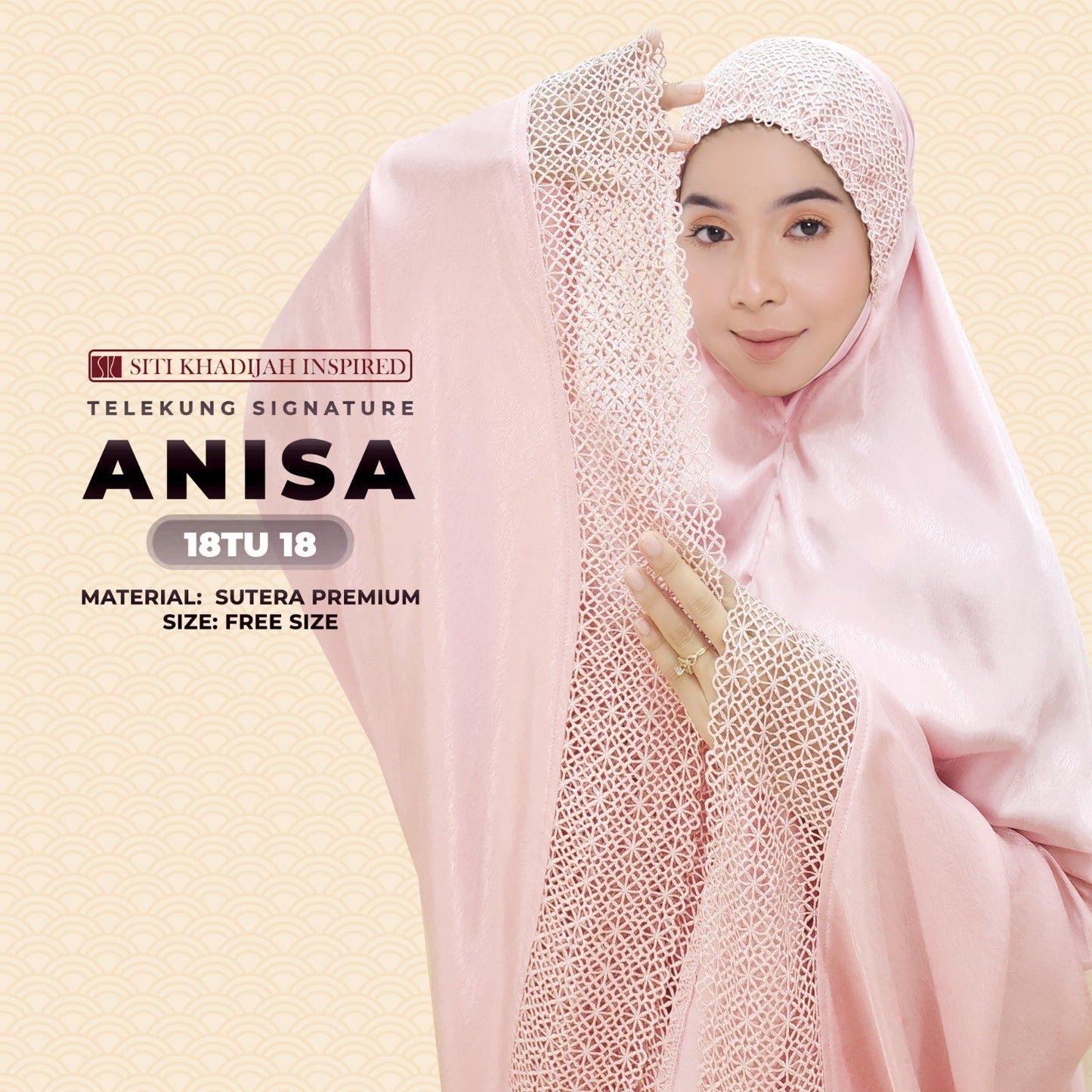 Telekung Siti Khadijah Inspired Signature Anisa Collection Free Woven bag (18TU)