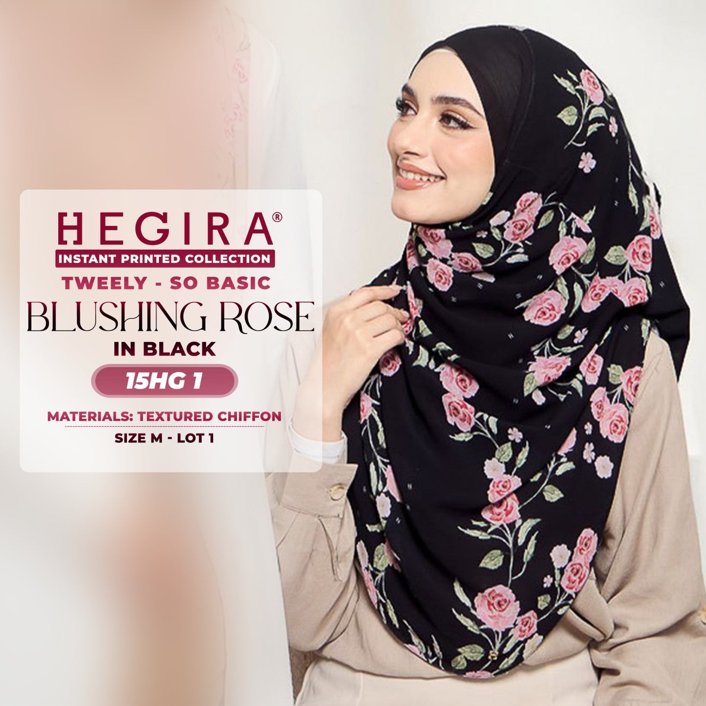 Hegira Hijab Inspired TWEELY-SO BASIC BLUSHING ROSE Instant Collection (15HG)