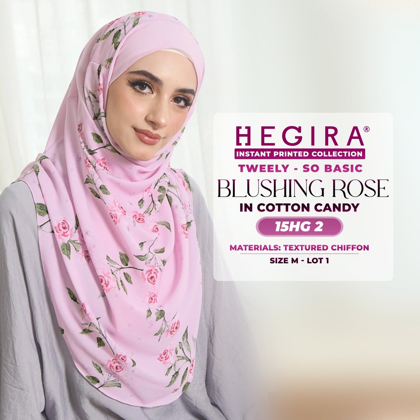 Hegira Hijab Inspired TWEELY-SO BASIC BLUSHING ROSE Instant Collection (15HG)