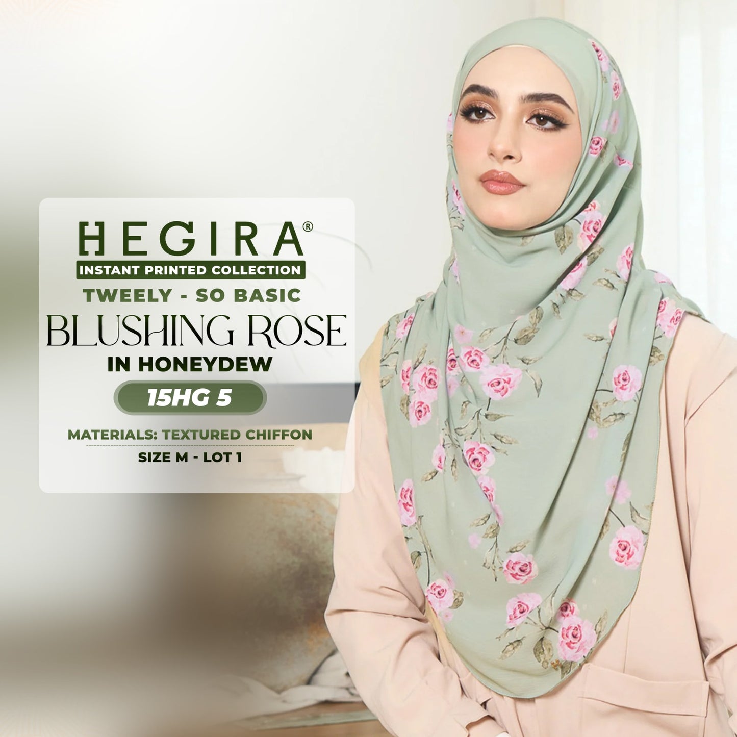 Hegira Hijab Inspired TWEELY-SO BASIC BLUSHING ROSE Instant Collection (15HG)