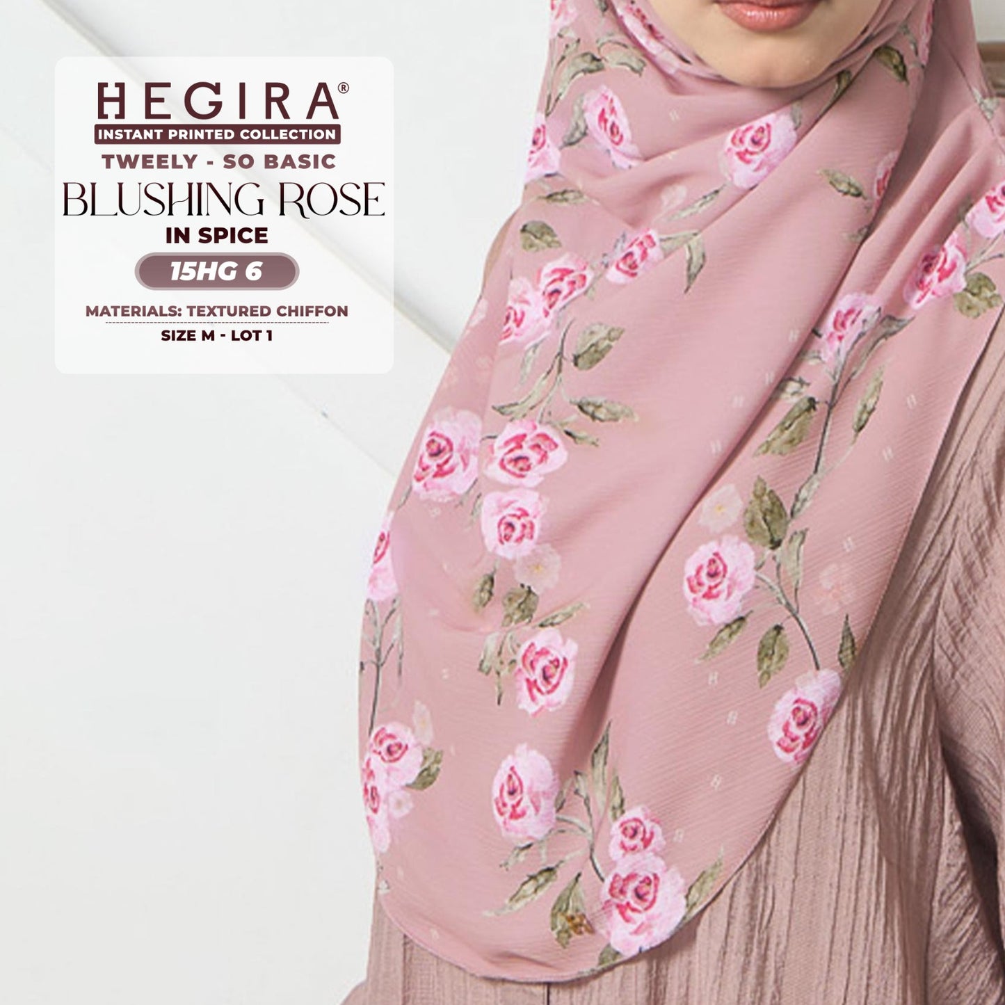 Hegira Hijab Inspired TWEELY-SO BASIC BLUSHING ROSE Instant Collection (15HG)