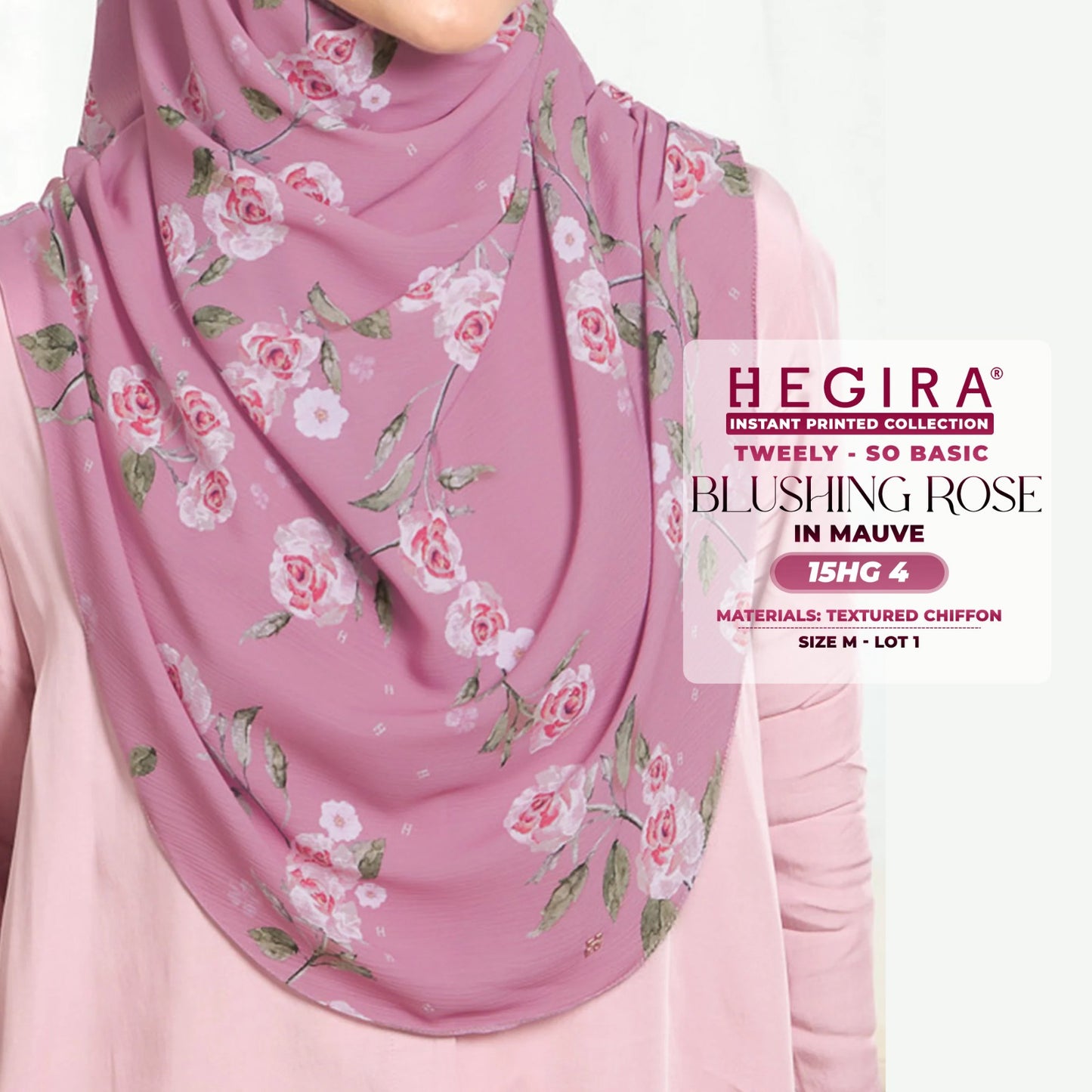 Hegira Hijab Inspired TWEELY-SO BASIC BLUSHING ROSE Instant Collection (15HG)